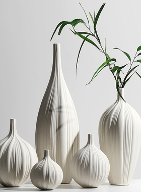 简约现代风书架陈设陶瓷花瓶摆件