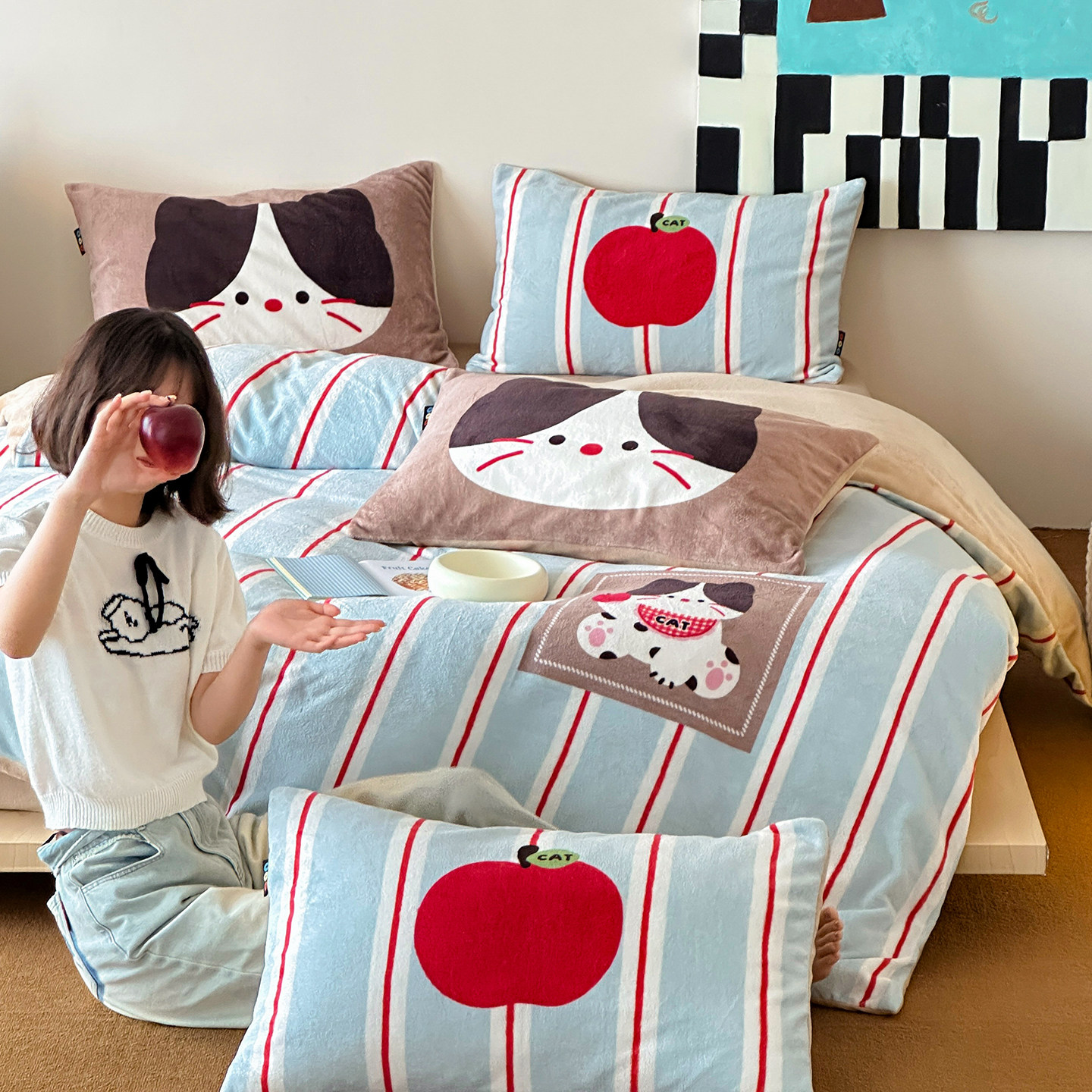 2025新款大版数码印花个性牛奶绒四件套珊瑚绒被套床单三件套加绒,淘宝优惠券,粉丝福利购,淘宝优惠卷