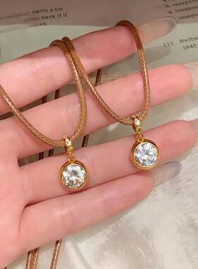 点钻泡泡吊坠仿真黄金色轻奢高级感镀金项链戒指耳钉女锁骨链饰品