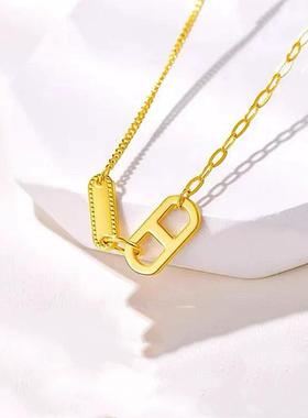 猪鼻子项链女仿真黄金色吊坠