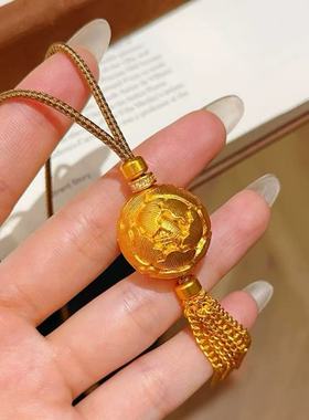 牡丹绣球流苏吊坠仿真黄金沙金项链新中式轻奢高级感龙珠