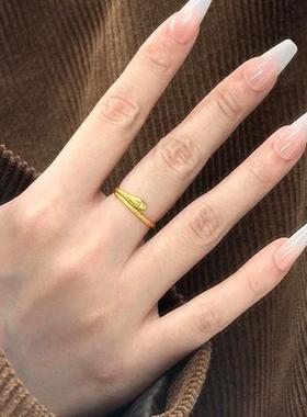 古法素圈灵蛇小戒指黄金色