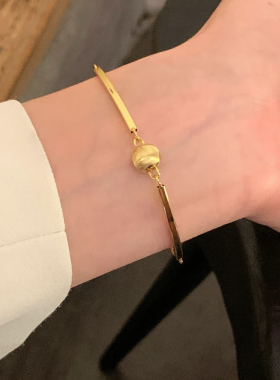 猫眼链沙金手镯女仿真黄金拉丝金珠爆闪转运珠轻奢可调节周家同款