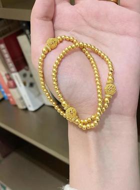 古法双圈小圆珠手链黄金色
