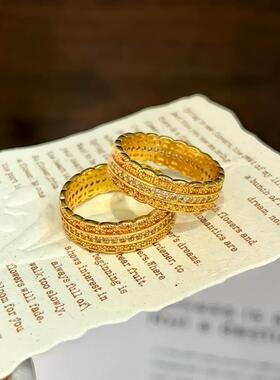 镶钻腰缠万贯沙金戒指女仿真黄金轻奢高级感金店同款结婚首饰三金