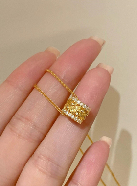 韦雪同款岁岁平安麦穗沙金项链