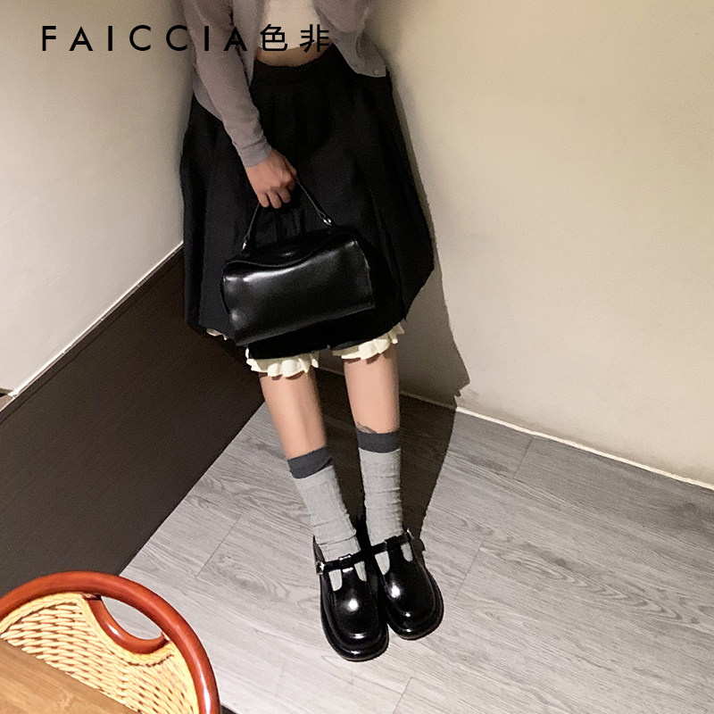 [全皮]色非复古t字扣玛丽珍女2024春乐福低跟真皮英伦风厚底单鞋,淘宝优惠券,粉丝福利购,淘宝优惠卷