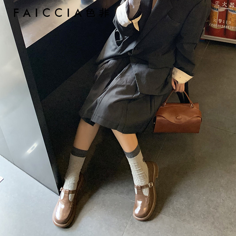 [全皮]色非复古t字扣玛丽珍女2024春乐福低跟真皮英伦风厚底单鞋,淘宝优惠券,粉丝福利购,淘宝优惠卷