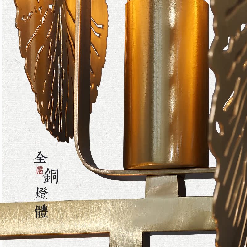 新中式灯具客厅餐厅装饰荷叶中国风简约创意设计师禅意全铜壁灯 新中式灯具客厅餐厅装饰荷叶中国风简约创意设计师禅意全铜壁灯