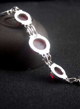 纯银镶宝石简约手链女高贵民族风