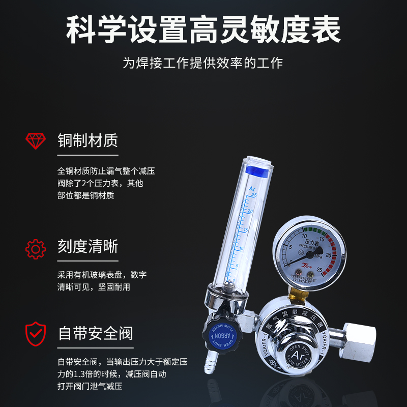 工字牌FR-1氩气减压器焊表CO2减压阀气表二氧化碳减压阀 co2表36V-图0