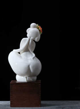 仕女国色天香创意高档工艺品白瓷
