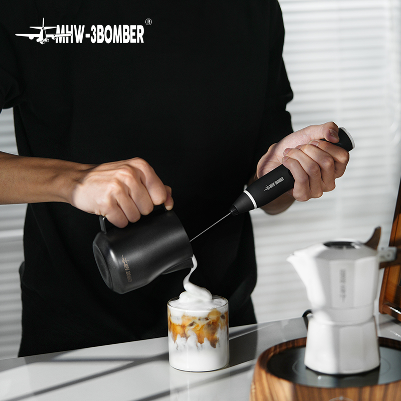 轰炸机打奶泡器咖啡打泡器家用电动奶泡机牛奶搅拌棒手持打发器-图1