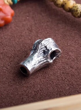 10mm藏式925纯银手工傲骨三通佛头星月百香籽金刚文玩配件diy配饰