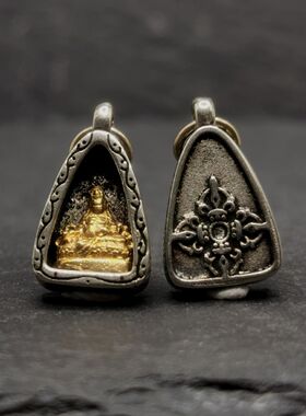 藏式黄财神侧挂嘎乌盒吊坠