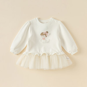 戴维贝拉儿童连衣裙2024女童公主裙春装女宝宝新款甜美网纱裙子