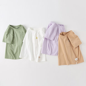 戴维贝拉儿童T恤男童白色短袖女童夏装半袖宝宝夏季凉感衣服童装