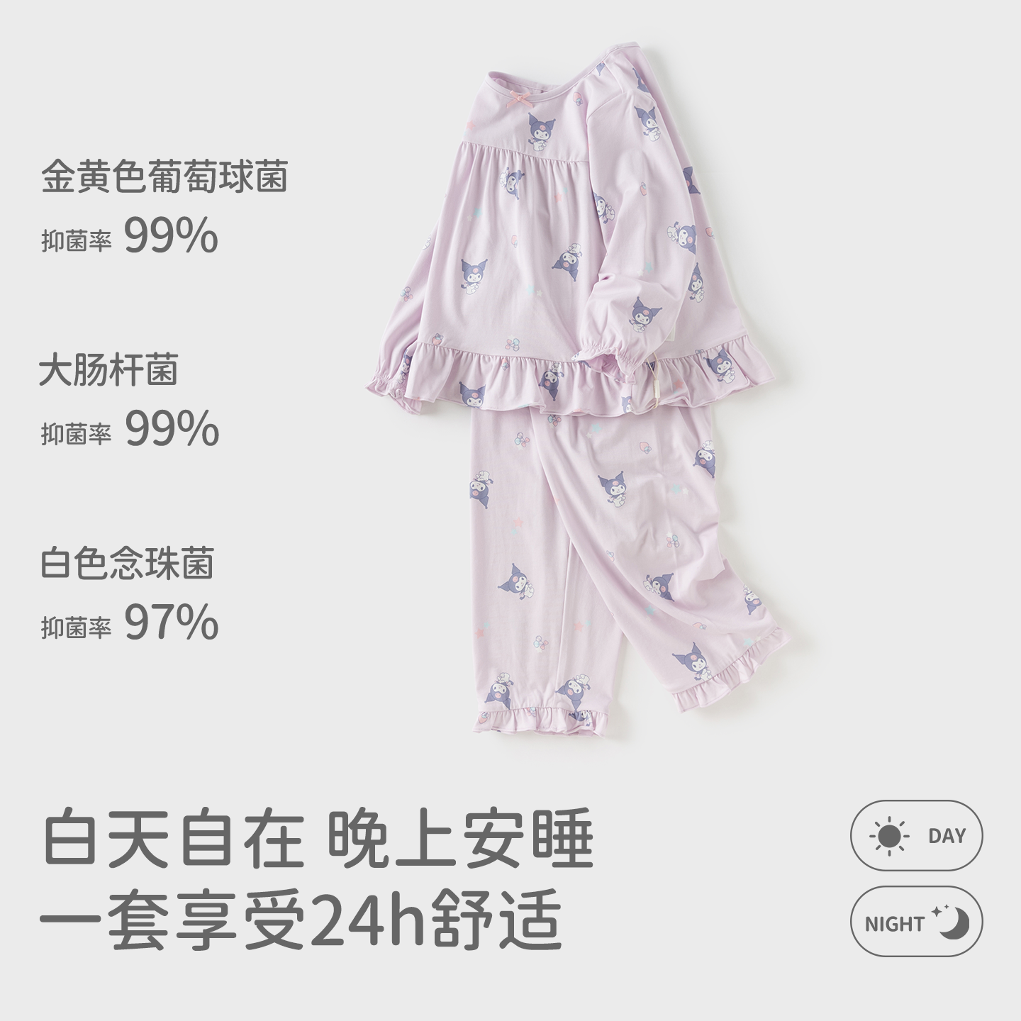 库洛米联名戴维贝拉女童家居服套装莫代尔儿童睡衣长袖秋季抗菌,淘宝优惠券,粉丝福利购,淘宝优惠卷