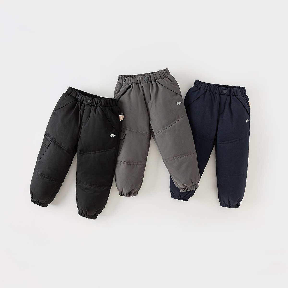 戴维贝拉儿童保暖裤子冬季童装男童滑雪裤女童羽绒裤冬装宝宝长裤