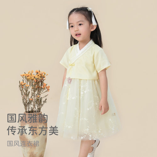 戴维贝拉女童中国风连衣裙2024夏装新款儿童汉服裙子宝宝洋气童装-图0