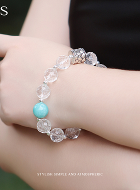 MGS/曼古银手链白水晶手串冰透串珠手链送女友礼物轻奢高级感首饰