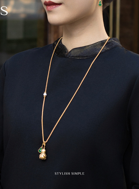 曼古银葫芦玛瑙毛衣链生日礼物