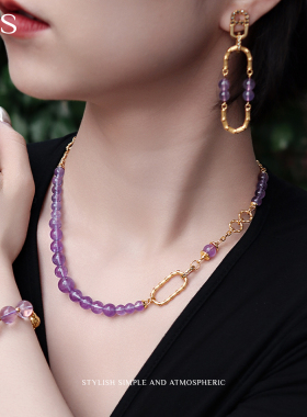 MGS/曼古银富竹锁骨项链紫水晶S925银高级感新中式国风礼物首饰