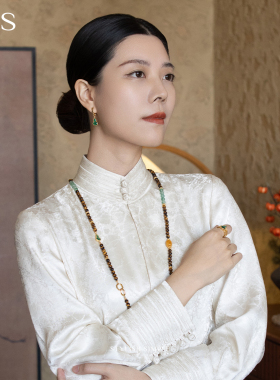 曼古银宝葫芦虎眼石多层玛瑙项链