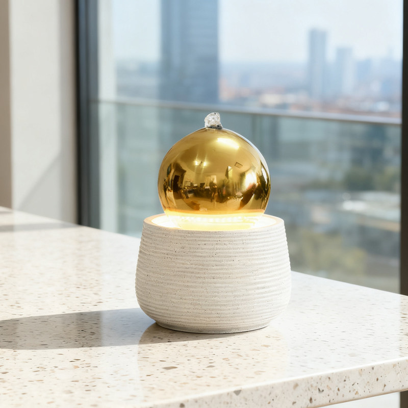 风水轮球客厅办公桌面小型生财装饰品现代简约流水喷泉摆件循环水,淘宝优惠券,粉丝福利购,淘宝优惠卷