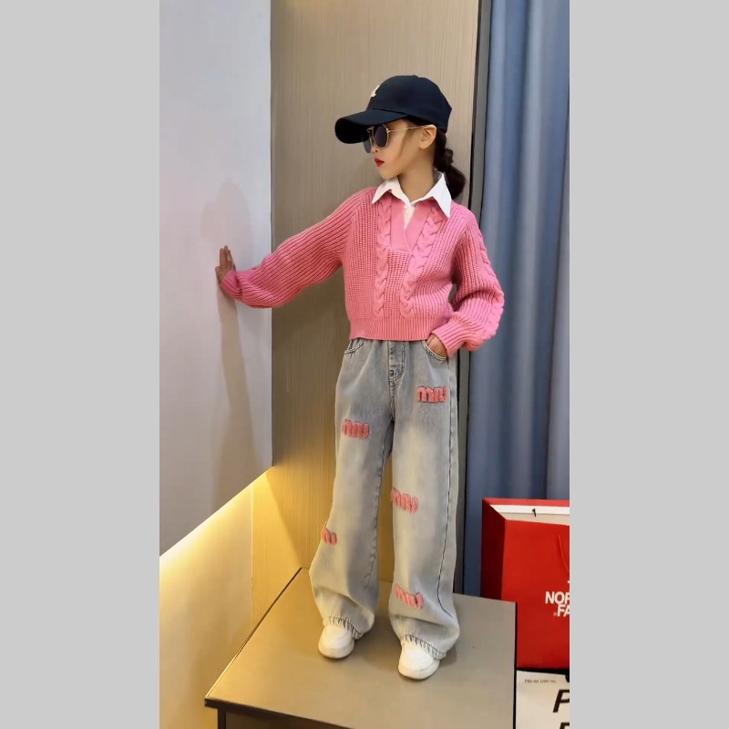 女童加绒直筒牛仔裤中大童秋冬款新款一体绒加厚洋气百搭时尚裤子,淘宝优惠券,粉丝福利购,淘宝优惠卷