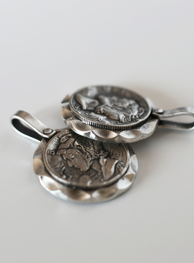 小飞侠墨丘利银币纯银饼吊坠复古