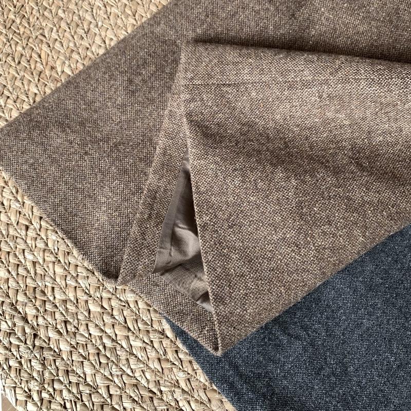 大码高级灰显瘦半身裙秋冬加厚毛呢短裙高腰miu系小个子百搭a字裙 - 图1