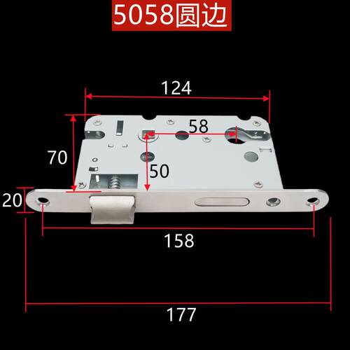 木门4558 5058型重弹簧加重型小70木门执手锁卧室门锁圆边锁体 - 图0