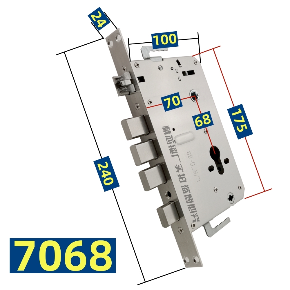 指纹锁专用防卡死全钢24*240一档7568 7068加深智能锁锁体-图1