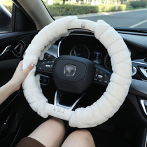 Autumn-winter car short plush steering wheel cover universal warm non-slip short plush male and female cute winter get cover