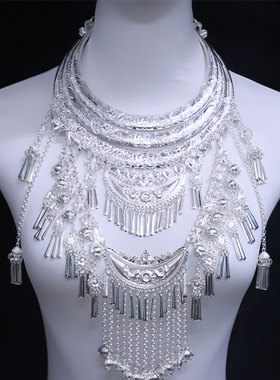 新款苗族项圈苗银项链贵州广西云南少数民族饰品围脖舞台饰品夸张