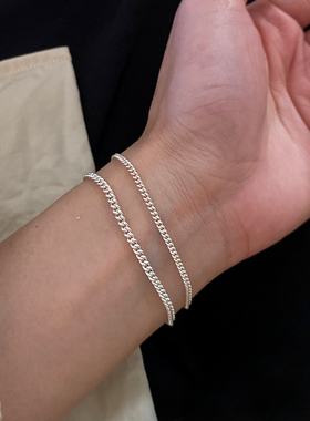 纯银加密侧身链细手链