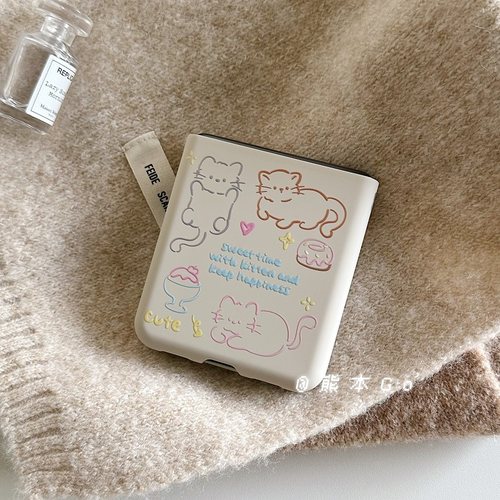 可爱简约线条小狗适用OPPOfind N3flip手机壳小米Mixflip2硬壳华为P50 pocket2个性保护壳VIVOx卡通挂链荣耀V - 图1