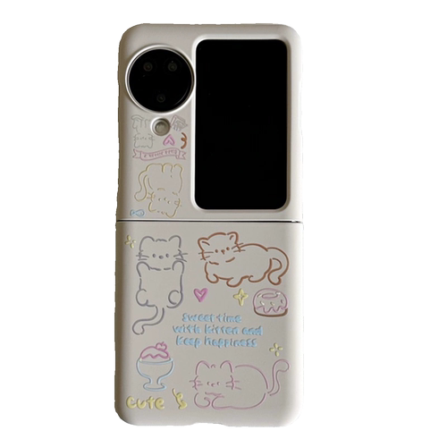 可爱简约线条小狗适用OPPOfind N3flip手机壳小米Mixflip2硬壳华为P50 pocket2个性保护壳VIVOx卡通挂链荣耀V - 图3