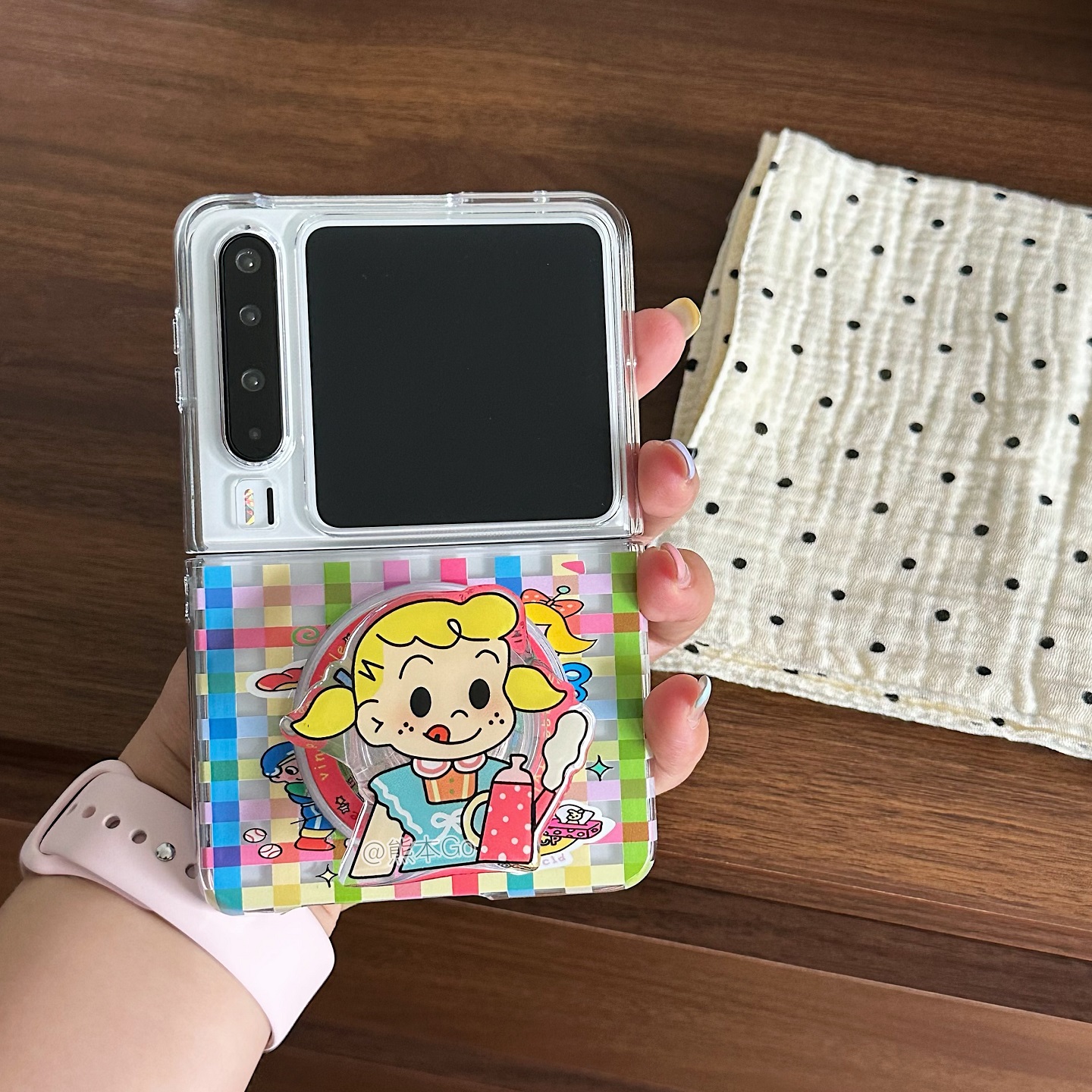 可爱原田治女孩适用华为PuraX手机壳pocket2三星ZFLIP7/6/5小米Mixflip2磁吸支架Nova挂链硬OPPOn3flip荣耀V - 图1