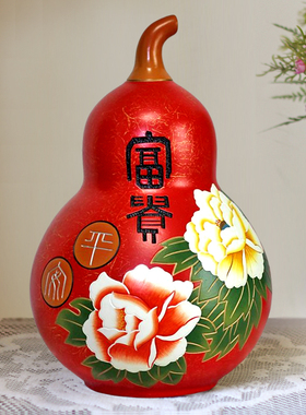 吉祥葫芦摆件陶瓷玄关装饰品大号