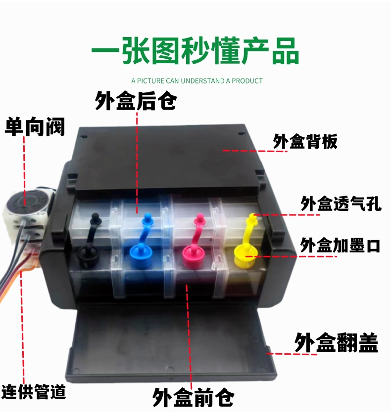 防回流佳能MG6450连供墨盒5450 5550 5650 IP7250连续供墨系统550 - 图3