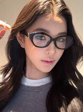 平光镜辣妹小框显脸小素颜神器猫眼造型太阳镜墨镜黑框ins街拍女