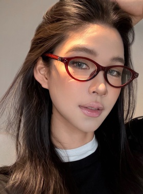 时尚辣妹风网红椭圆小框平光镜
