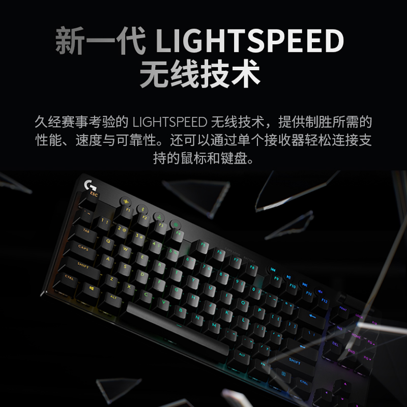 罗技GPRO X TKL无线机械键盘蓝牙三模RGB87键电竞游戏csgo - 图0