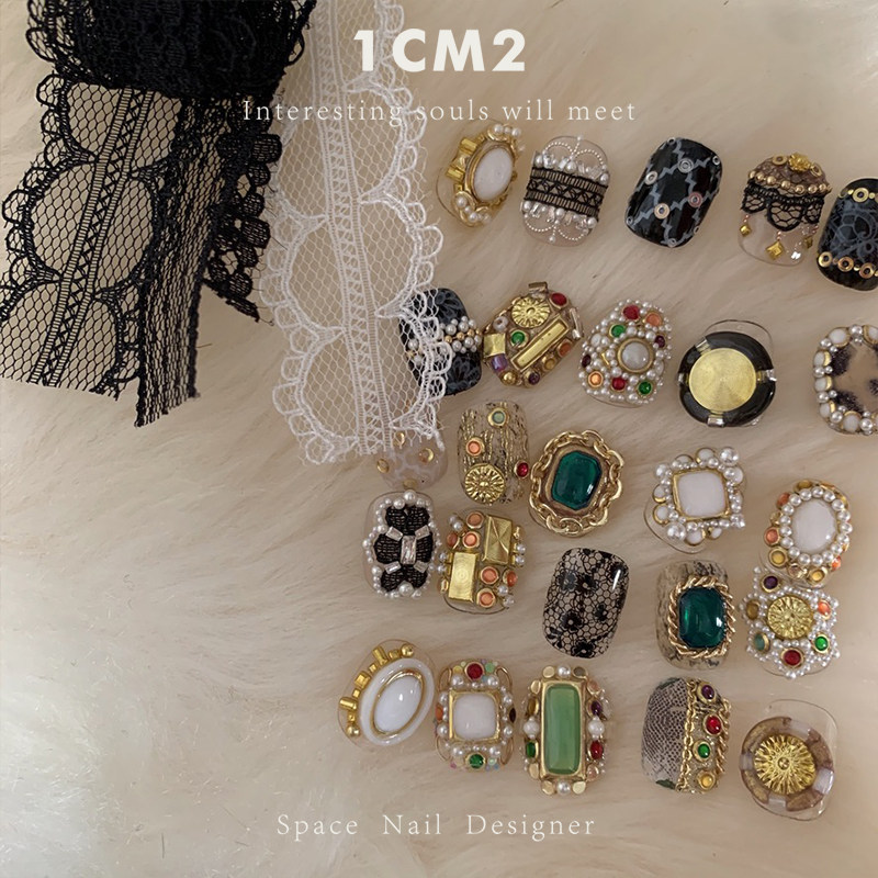 1CM2原创美甲 中古老钱蕾丝 秋冬指甲柳丁钢板印花贴纸 饰品合集,淘宝优惠券,粉丝福利购,淘宝优惠卷