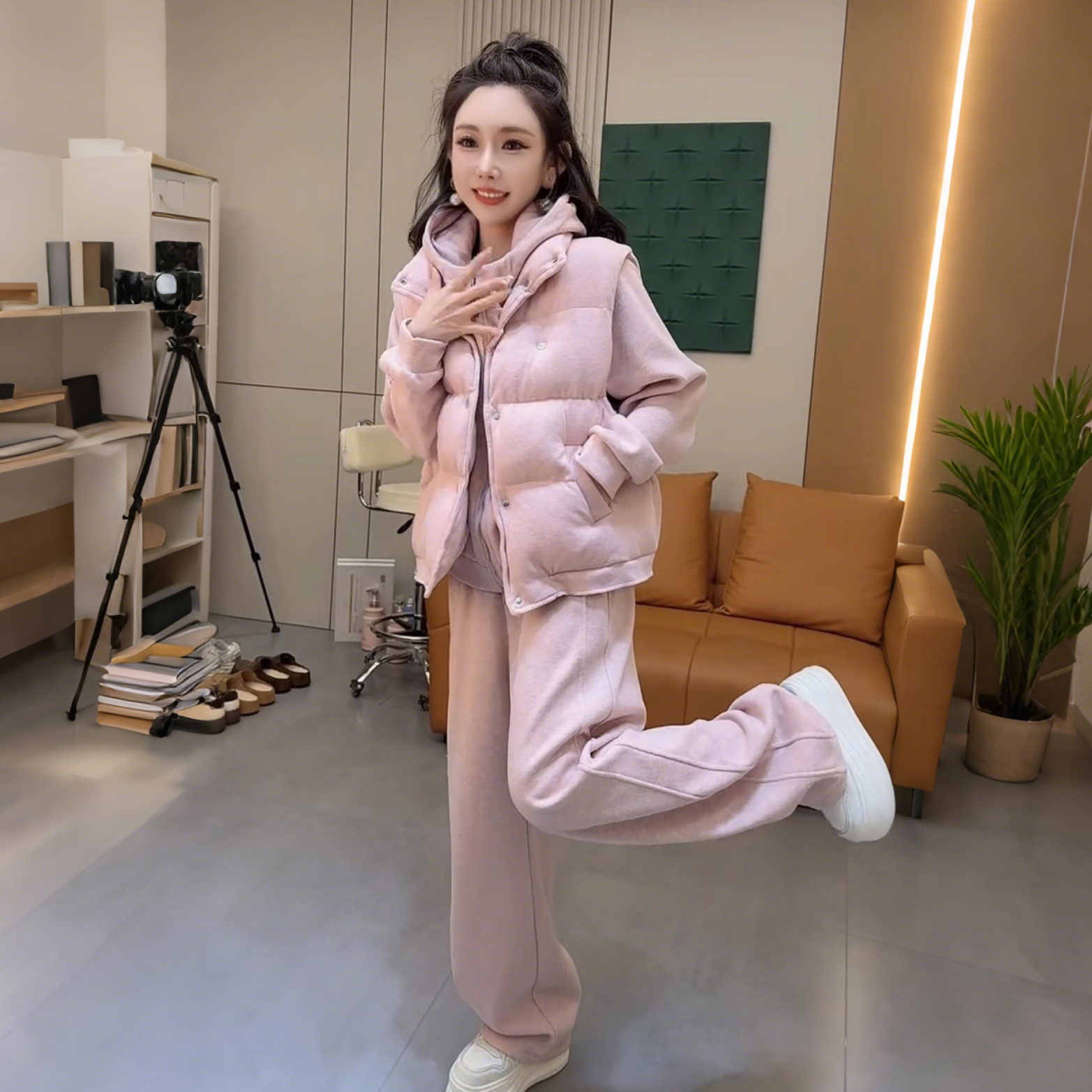 2025秋冬新款韩版保暖休闲运动套装女棉马甲加绒厚卫衣卫裤三件套,淘宝优惠券,粉丝福利购,淘宝优惠卷