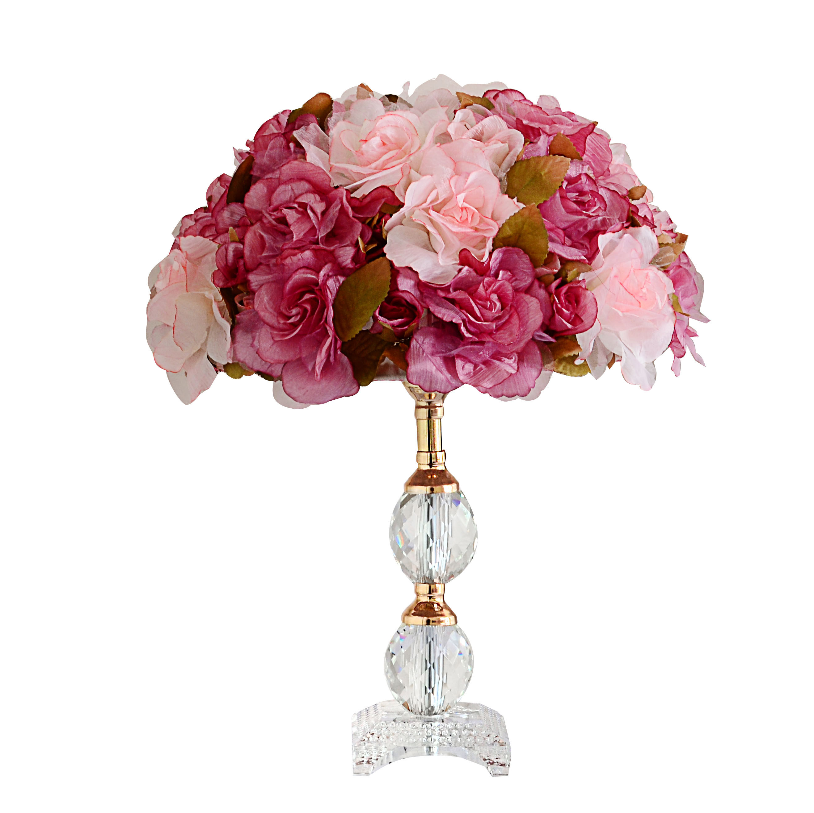 卧室床头灯结婚布艺花朵水晶台灯调光温馨浪漫玫瑰婚房婚庆台灯