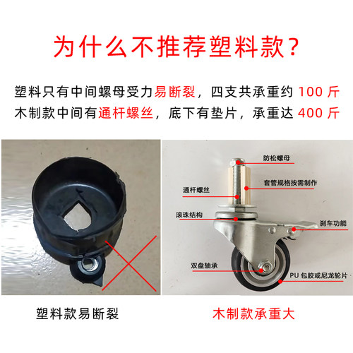 麻将机桌台活动万向轮移动脚滑轮子圆形管水滴管轴承刹车脚轮配件-图1