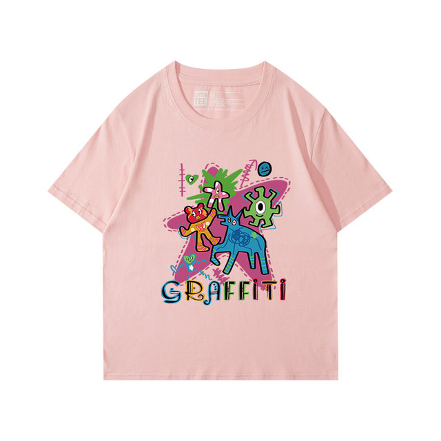 Pure cotton printed short-sleeved T-shirt for women loose summer